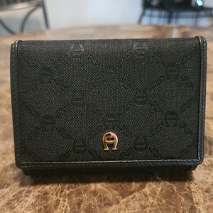 Etienne Aignar Kiss Lock Genuine Leather Trim Wallet